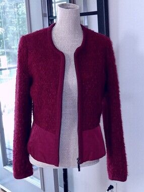 Sandwich Dark Red Bouclé Zip Jacket
